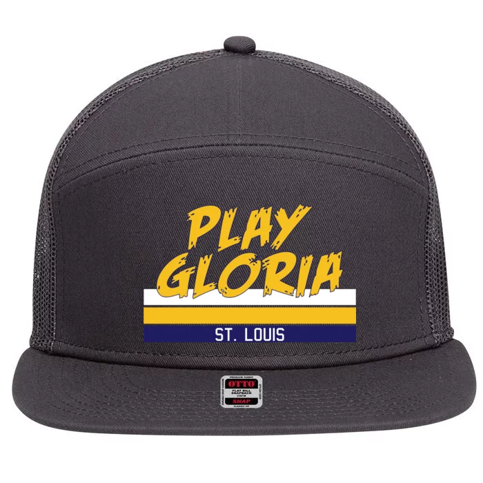 Play Gloria St. Louis Hockey Stripes 7 Panel Mesh Trucker Snapback Hat