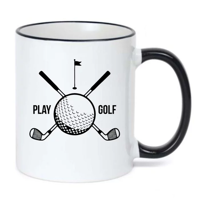 Play Golf Golfball Clubs Crossbones Black Color Changing Mug