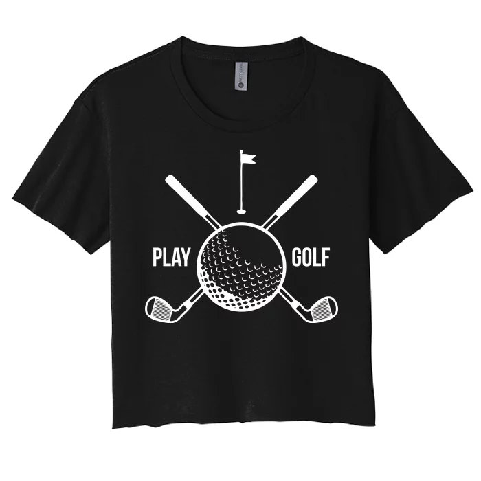 Play Golf Golfball Clubs Crossbones Women's Crop Top Tee