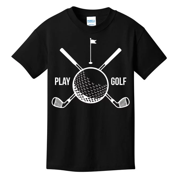 Play Golf Golfball Clubs Crossbones Kids T-Shirt