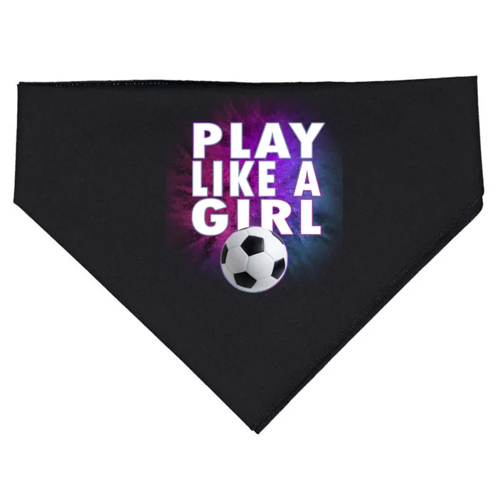 Play Like A Girl Womens Soccer USA-Made Doggie Bandana