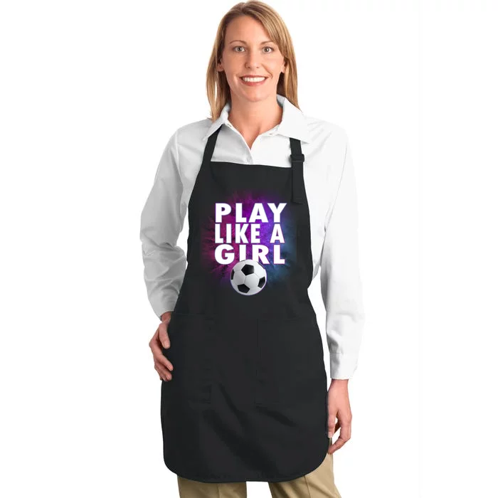 Play Like A Girl Womens Soccer Full-Length Apron With Pocket