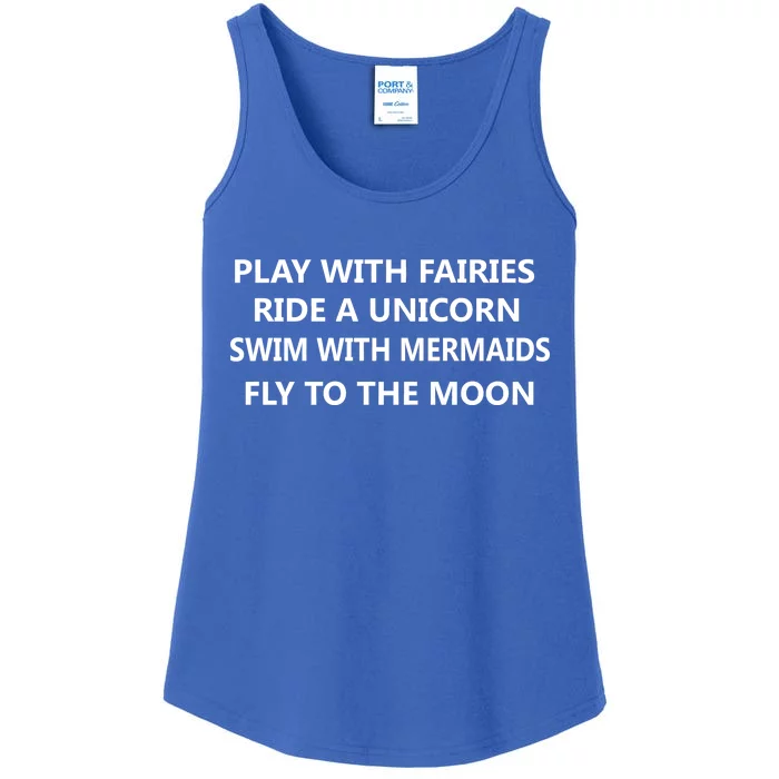 Play With Fairies Ride A Unicorn Swim With Mermaid Ladies Essential Tank