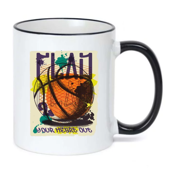 Play Your Heart Out Basketball Black Color Changing Mug