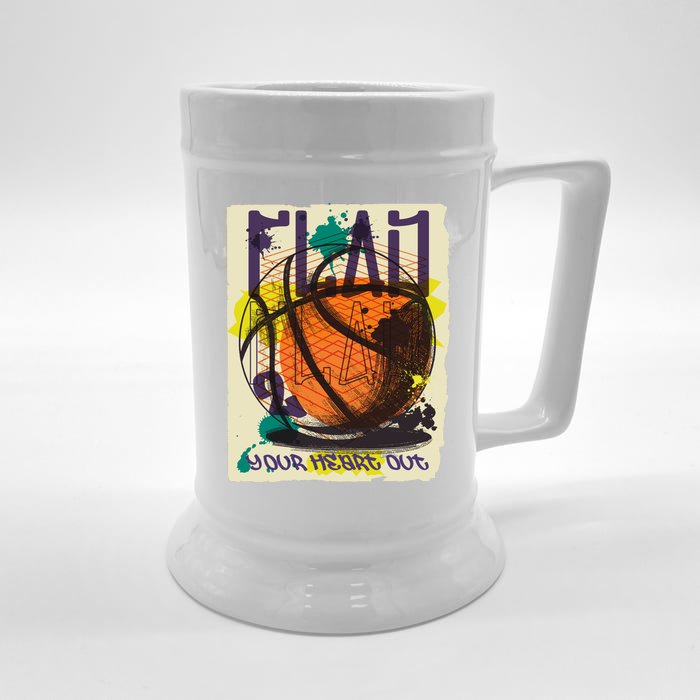 Play Your Heart Out Basketball Front & Back Beer Stein