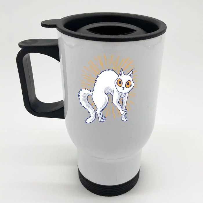 Playful Cat Front & Back Stainless Steel Travel Mug