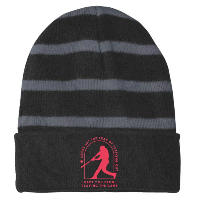 Playing The Game Baseball Striped Beanie with Solid Band