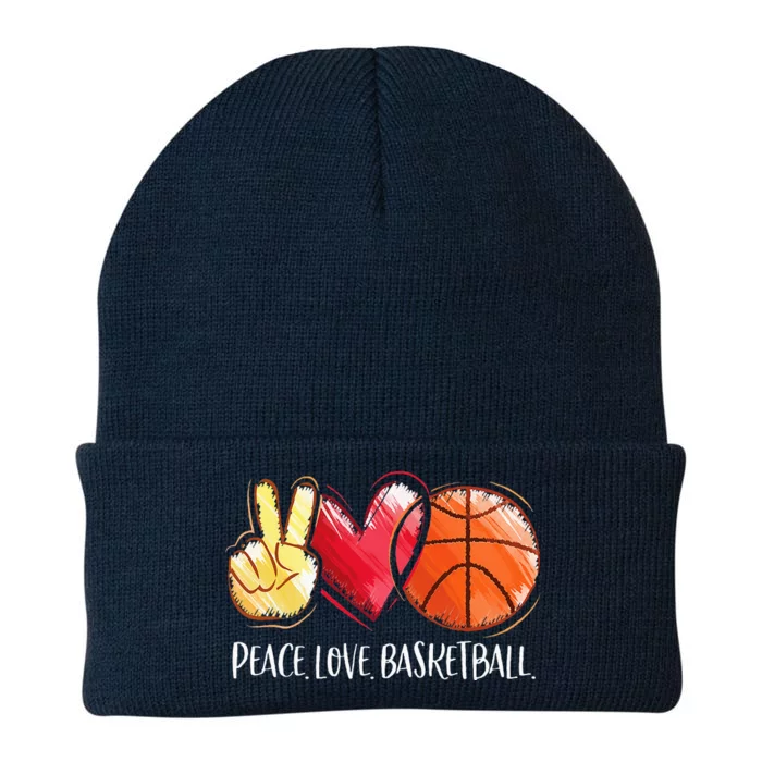 Peace Love Basketball Knit Cap Winter Beanie