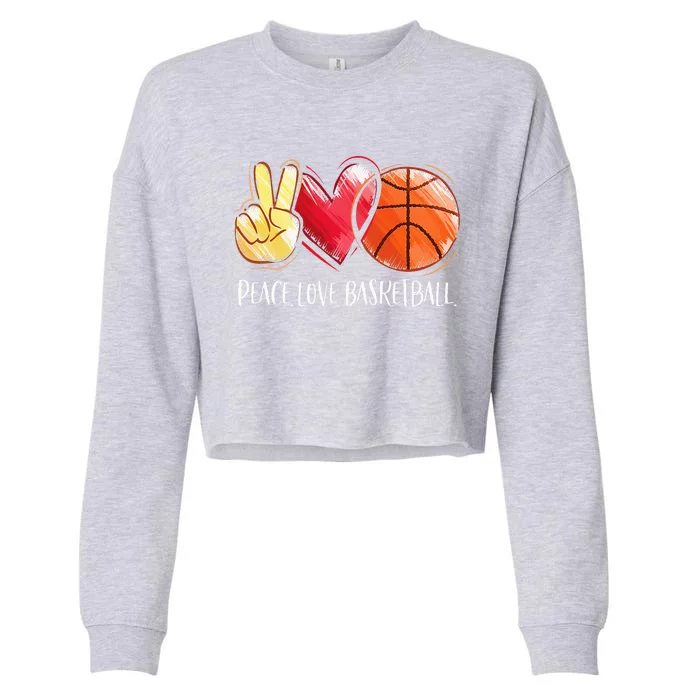 Peace Love Basketball Cropped Pullover Crew