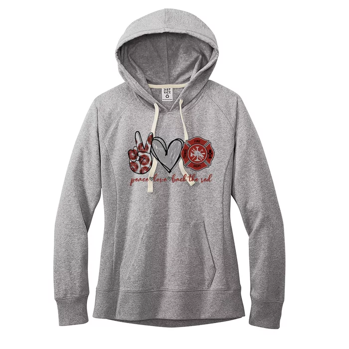 Peace Love Back The Red Proud Firefighter Fireman Mom Wife Women's Fleece Hoodie