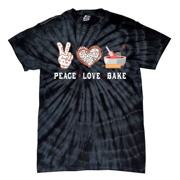 Peace Love Bake Baking Cupcake Baker Gifts Men Women Tie-Dye T-Shirt