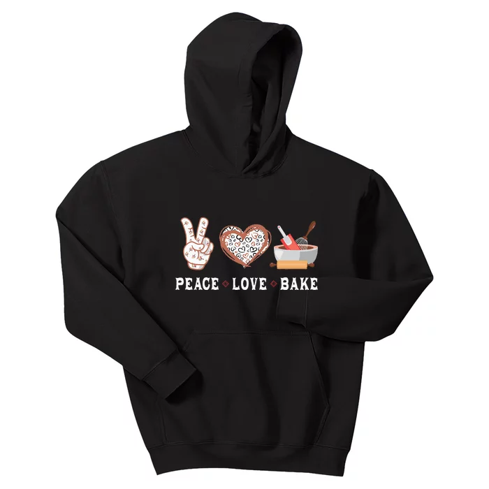 Peace Love Bake Baking Cupcake Baker Gifts Men Women Kids Hoodie