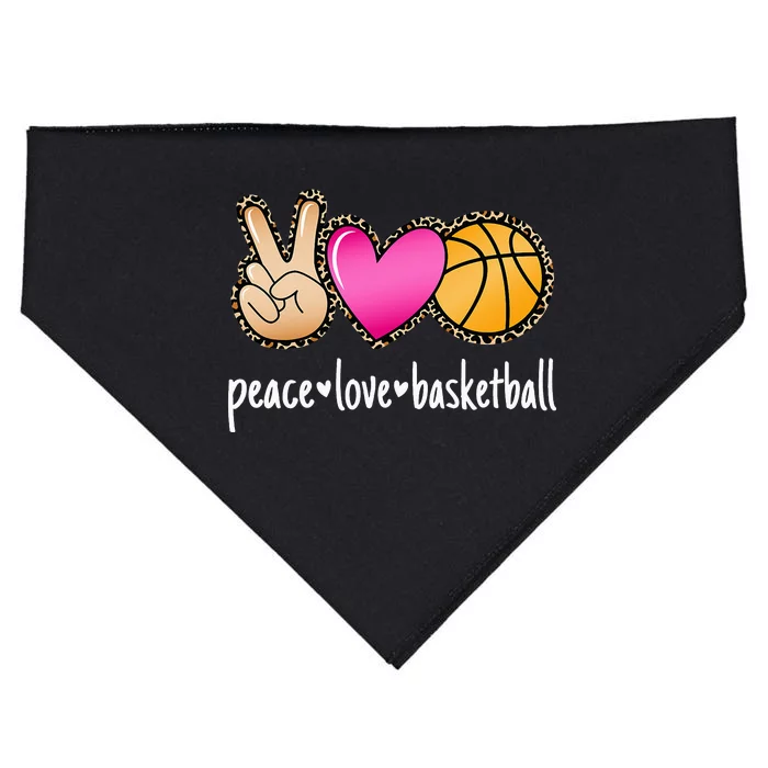 Peace Love Basketball Leopard Print Women Basketball USA-Made Doggie Bandana