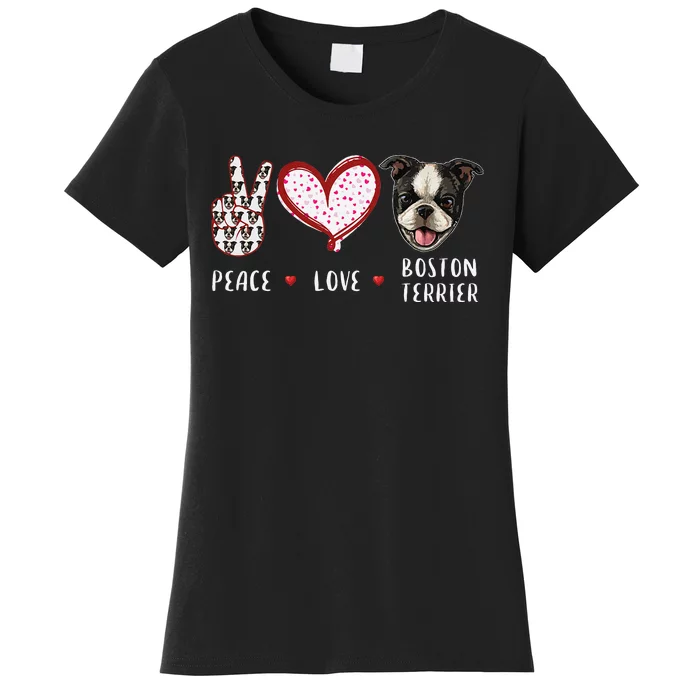 Peace Love Boston Terrier Dog Gifts Women's T-Shirt