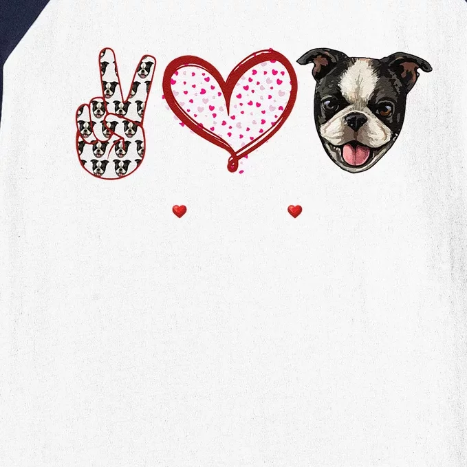 Peace Love Boston Terrier Dog Gifts Baseball Sleeve Shirt