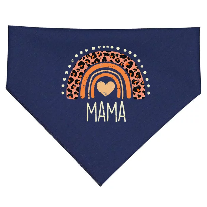 Peach Leopard Boho Rainbow Mama Mothers Day Mommy Mama Women USA-Made Doggie Bandana