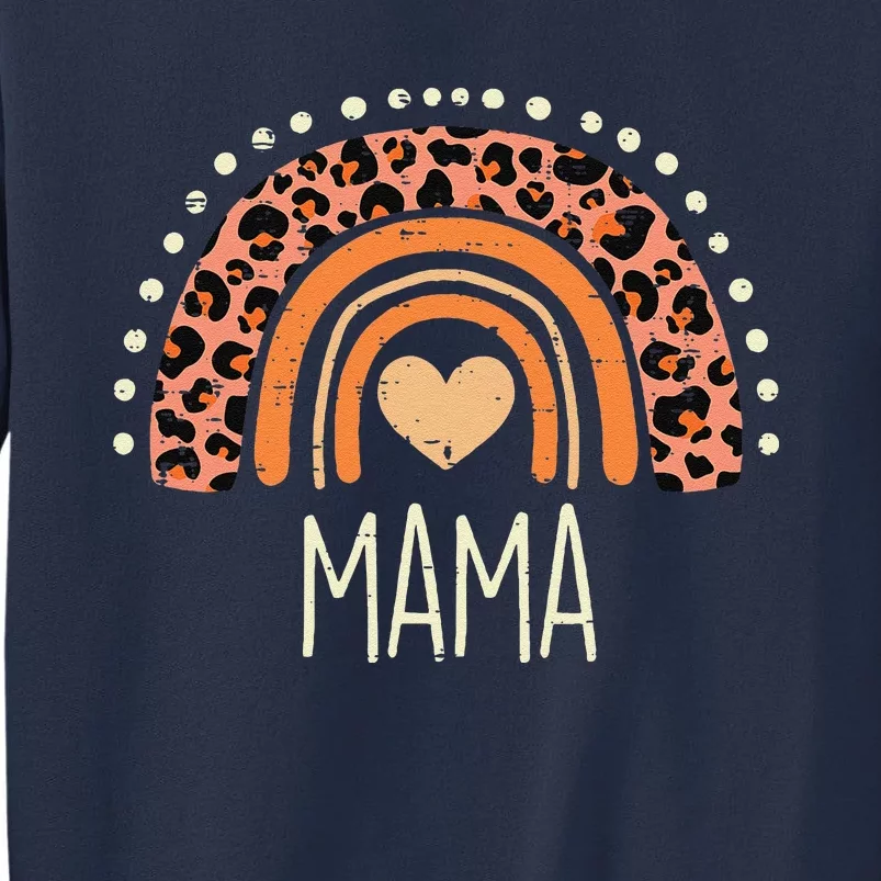 Peach Leopard Boho Rainbow Mama Mothers Day Mommy Mama Women Sweatshirt