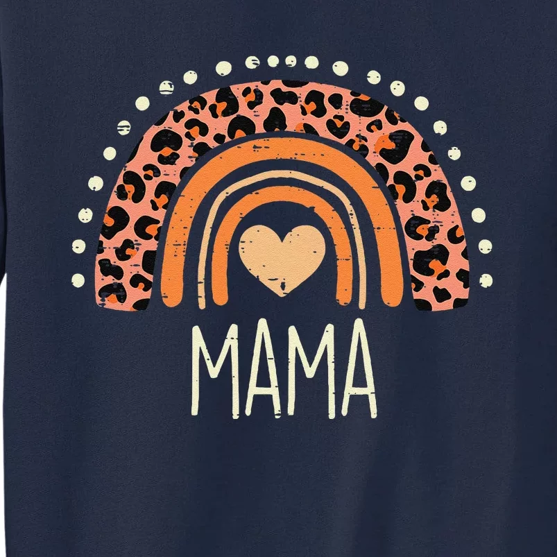 Peach Leopard Boho Rainbow Mama Mothers Day Mommy Mama Women Tall Sweatshirt