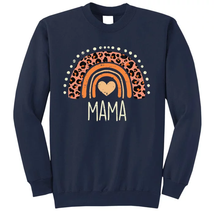 Peach Leopard Boho Rainbow Mama Mothers Day Mommy Mama Women Tall Sweatshirt