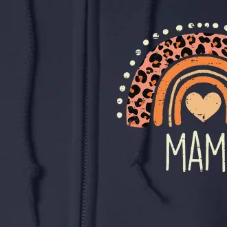 Peach Leopard Boho Rainbow Mama Mothers Day Mommy Mama Women Full Zip Hoodie