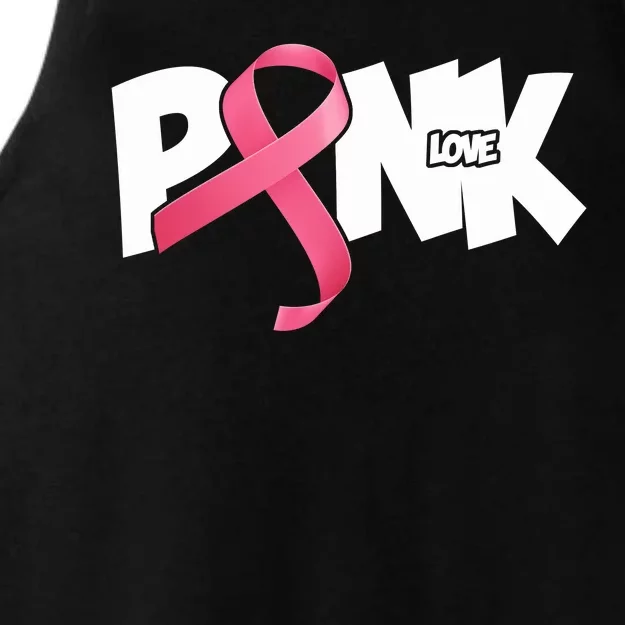 Pink Love Breast Cancer Ribbon Ladies Tri-Blend Wicking Tank