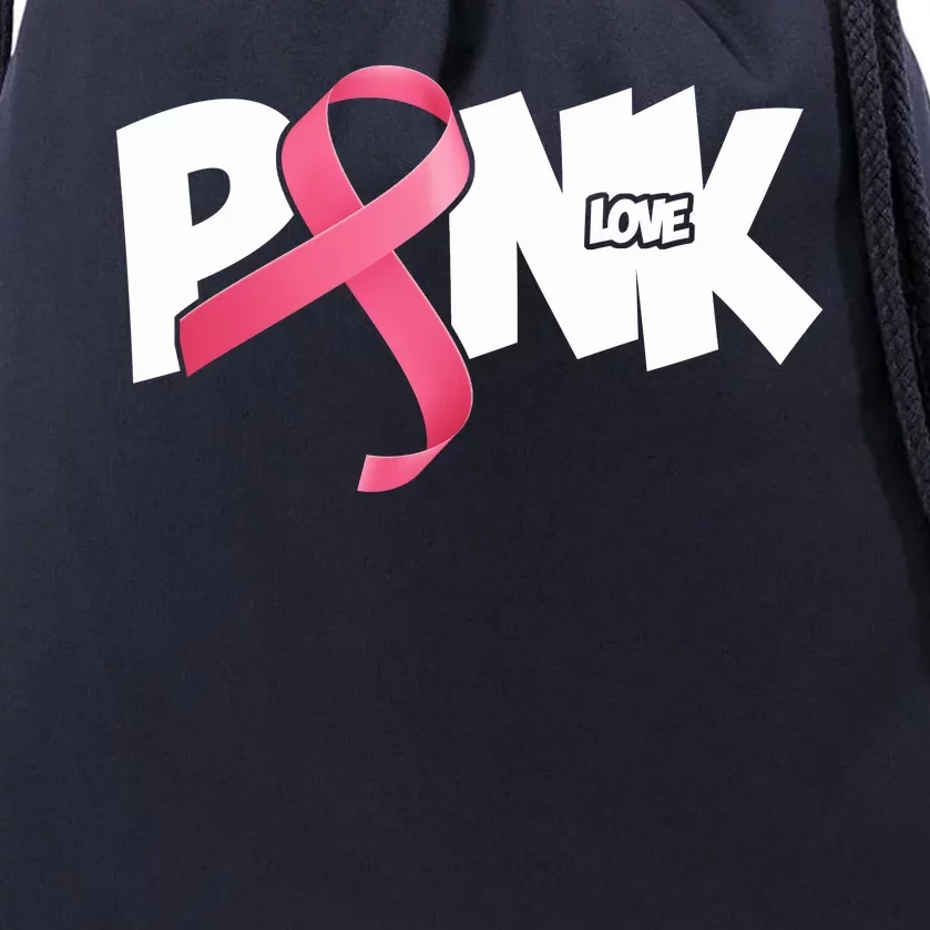 Pink Love Breast Cancer Ribbon Drawstring Bag