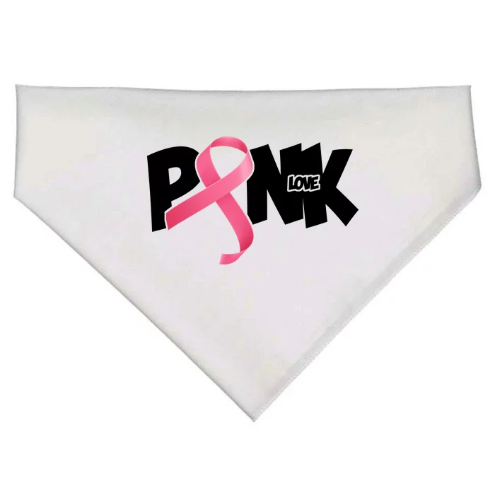 Pink Love Breast Cancer Ribbon USA-Made Doggie Bandana