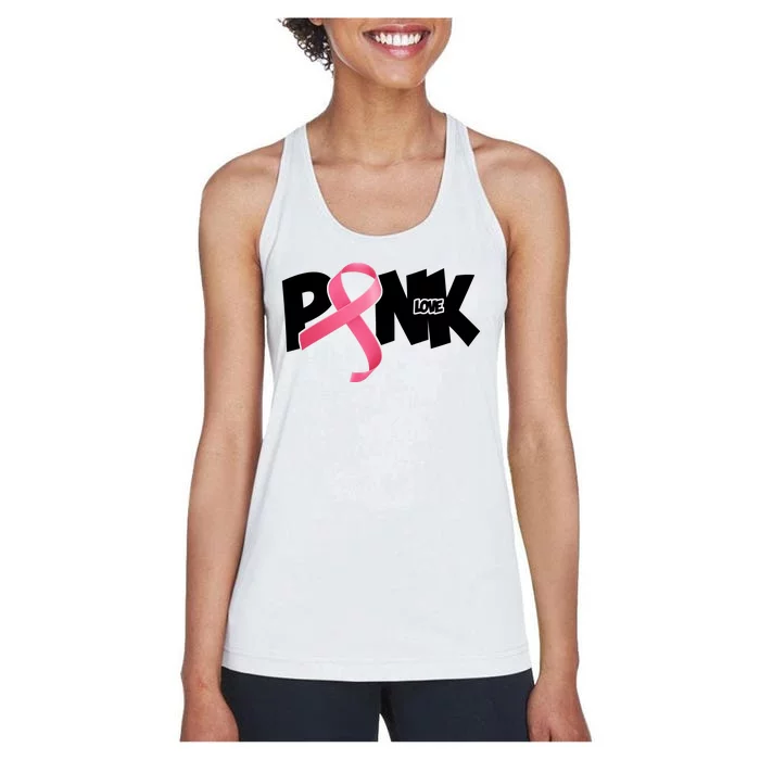 Pink Love Breast Cancer Ribbon Women's Racerback Tank