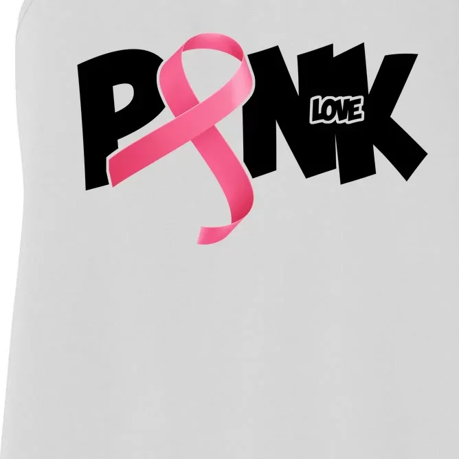 Pink Love Breast Cancer Ribbon Women's Racerback Tank