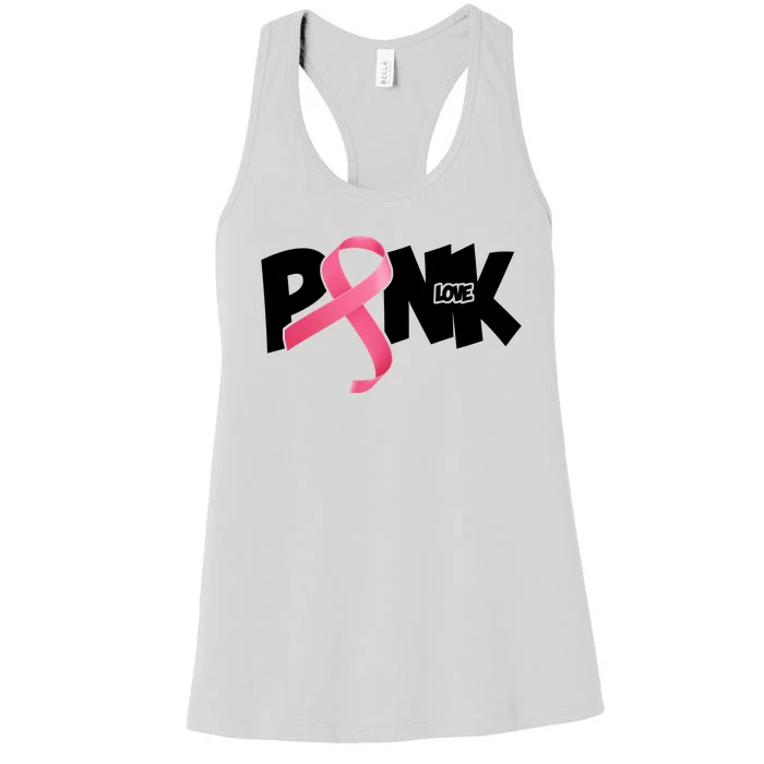 Pink Love Breast Cancer Ribbon Women's Racerback Tank