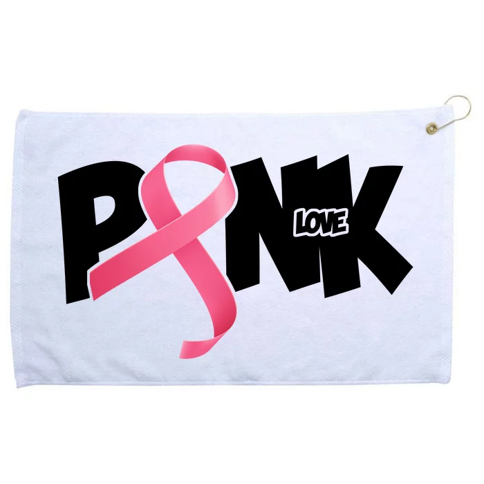 Pink Love Breast Cancer Ribbon Grommeted Golf Towel