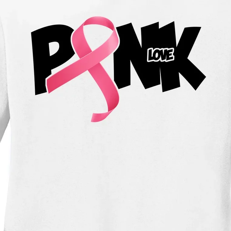 Pink Love Breast Cancer Ribbon Ladies Long Sleeve Shirt