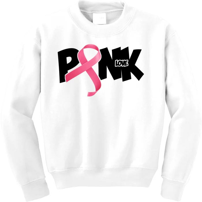 Pink Love Breast Cancer Ribbon Kids Sweatshirt