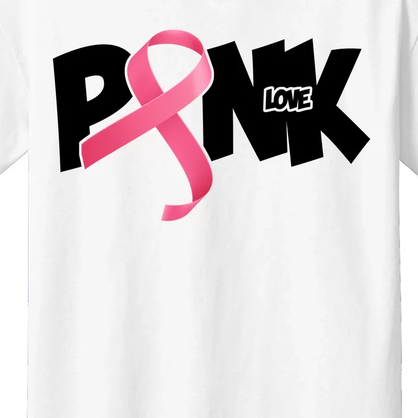 Pink Love Breast Cancer Ribbon Kids T-Shirt