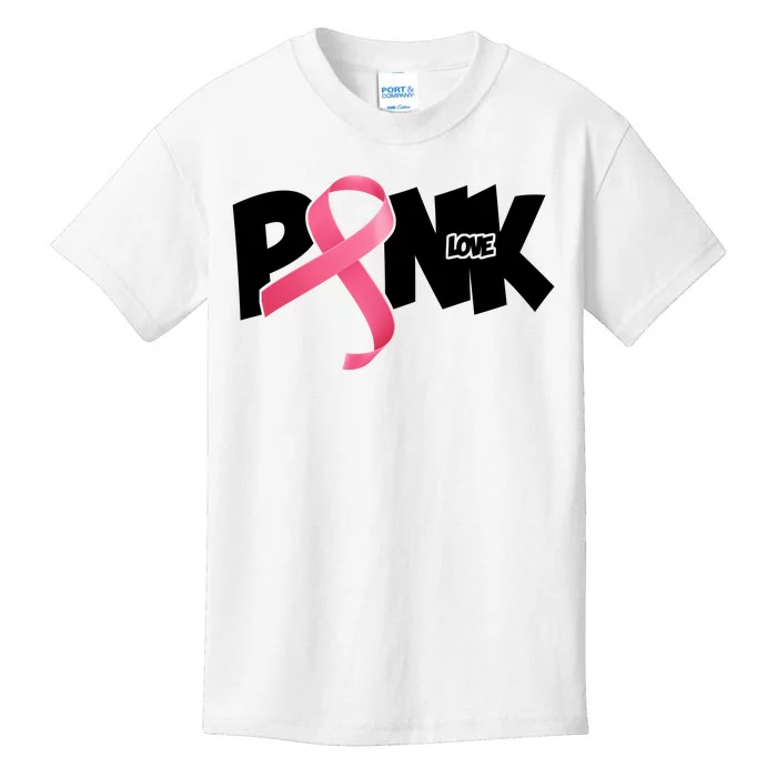 Pink Love Breast Cancer Ribbon Kids T-Shirt