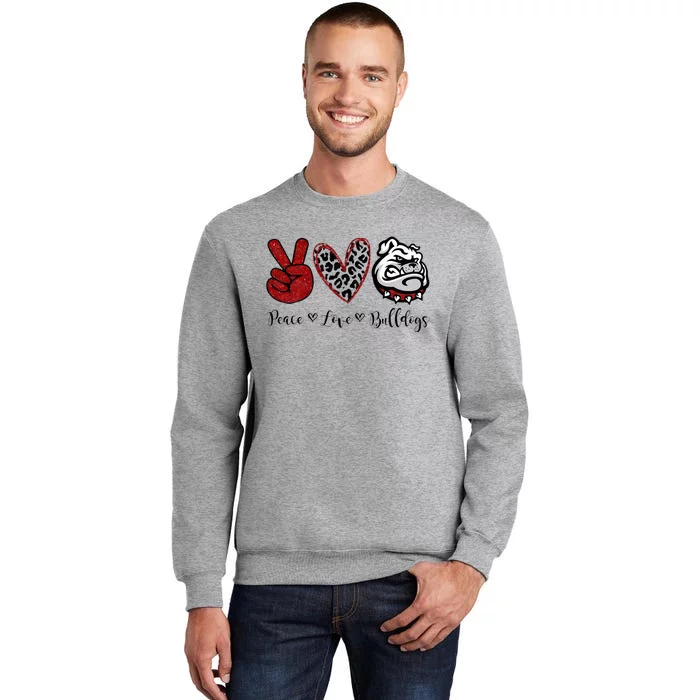 Peace Love Bulldogs Tall Sweatshirt