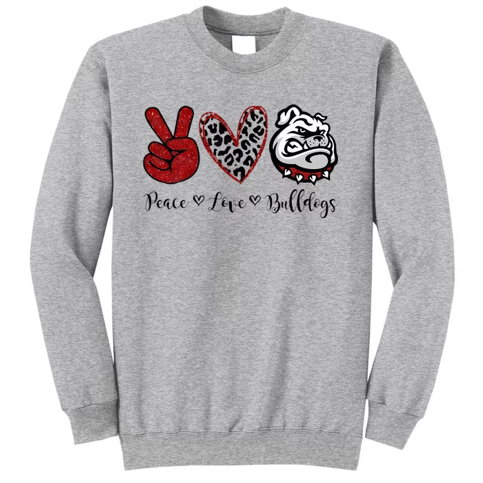 Peace Love Bulldogs Tall Sweatshirt