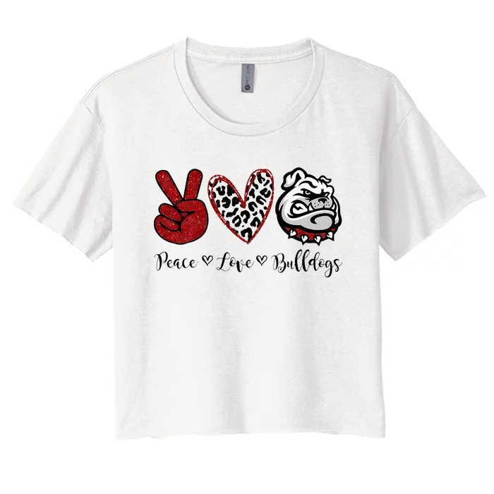 Peace Love Bulldogs Women's Crop Top Tee