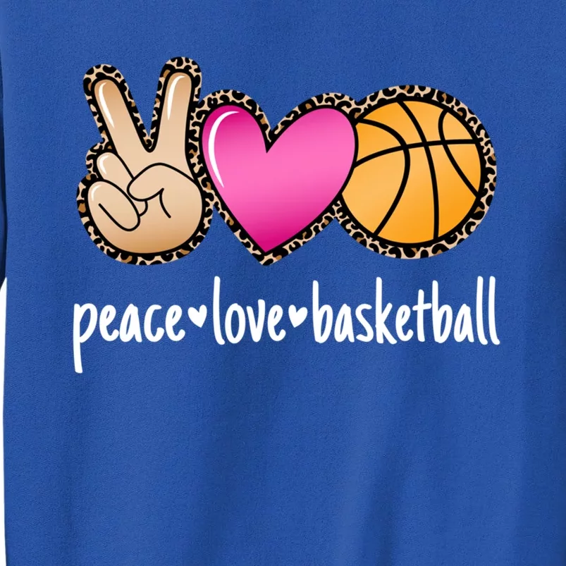 Peace Love Basketball Leopard Print Basketball Cool Gift Sweatshirt