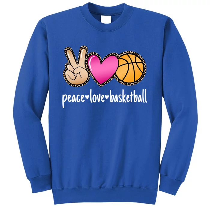 Peace Love Basketball Leopard Print Basketball Cool Gift Sweatshirt