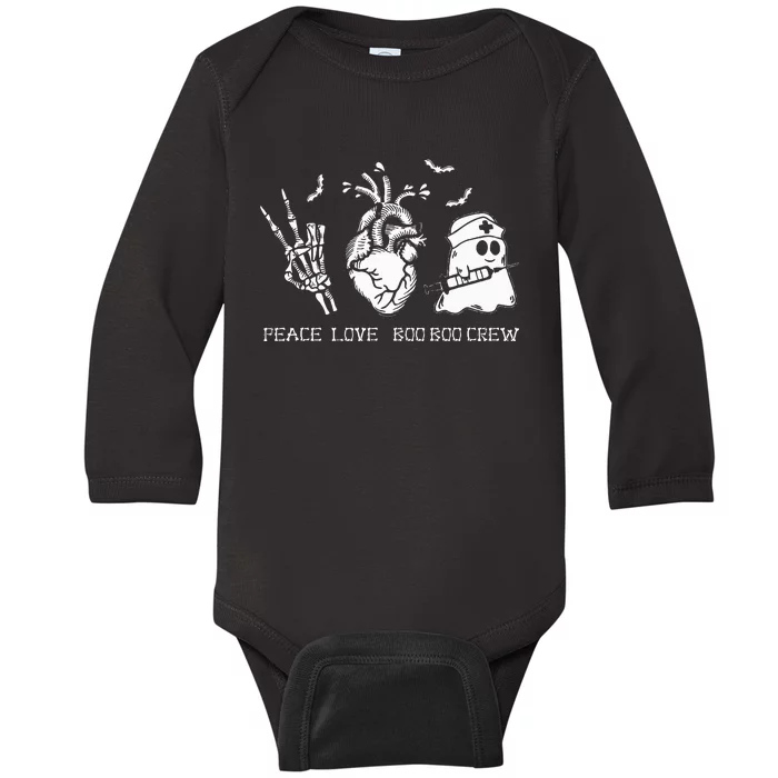 Peace Love Boo Boo Crew Lazy Halloween Costume Nurse Ghost Baby Long Sleeve Bodysuit