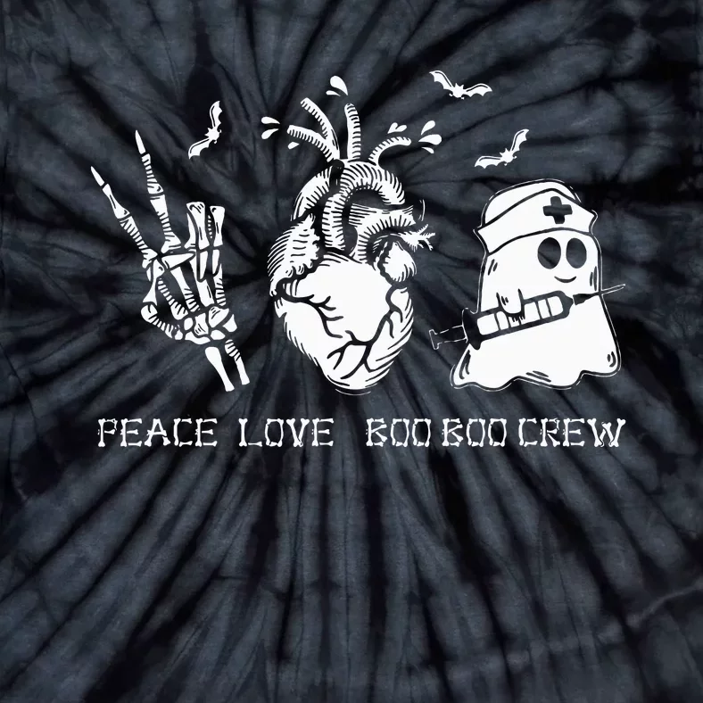 Peace Love Boo Boo Crew Lazy Halloween Costume Nurse Ghost Tie-Dye T-Shirt