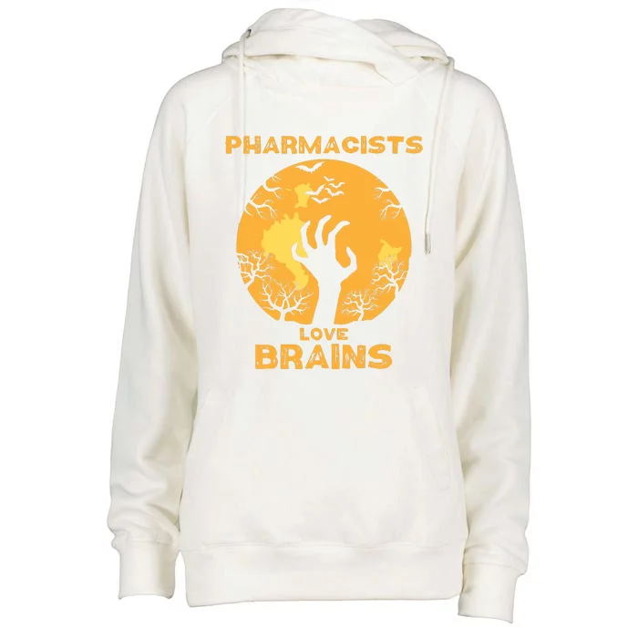 Pharmacists Love Brains Halloween Pharmacist Womens Funnel Neck Pullover Hood