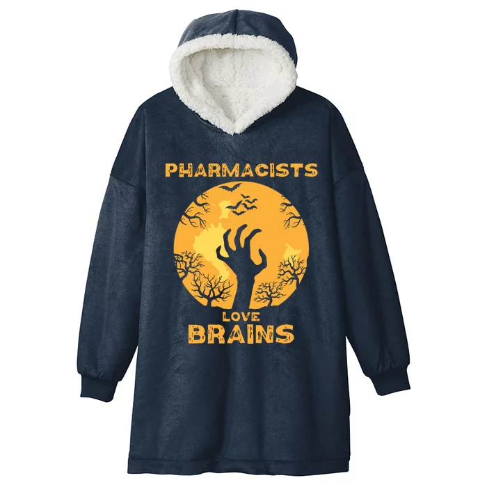 Pharmacists Love Brains Halloween Pharmacist Hooded Wearable Blanket