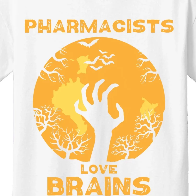 Pharmacists Love Brains Halloween Pharmacist Kids T-Shirt