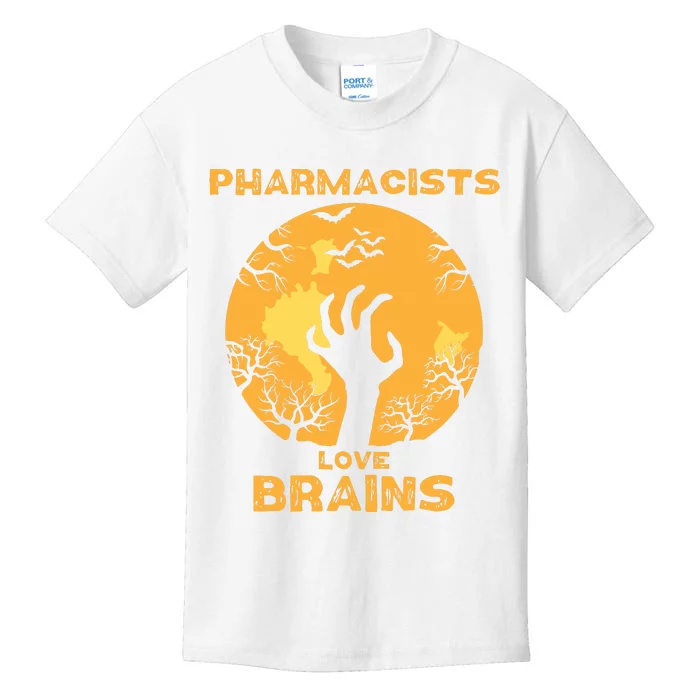 Pharmacists Love Brains Halloween Pharmacist Kids T-Shirt