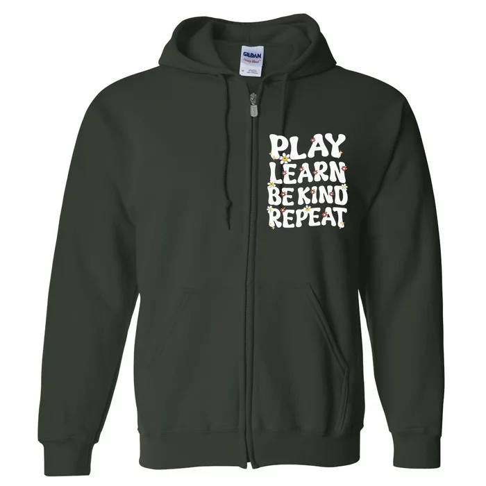 Play Learn Be Kind Repeat Groovy Unity Day Orange Teacher Full Zip Hoodie