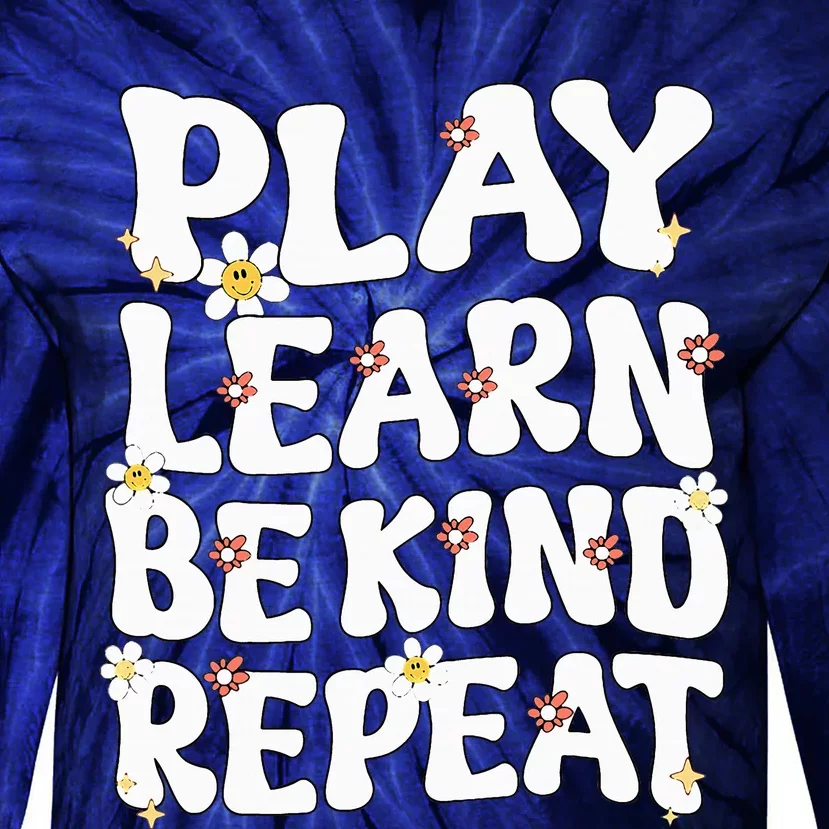 Play Learn Be Kind Repeat Groovy Unity Day Orange Teacher Tie-Dye Long Sleeve Shirt