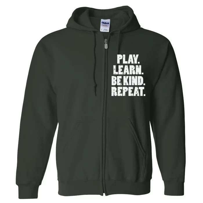 Play Learn Be Kind Repeat Unity Day Orange Anti Bullying Full Zip Hoodie