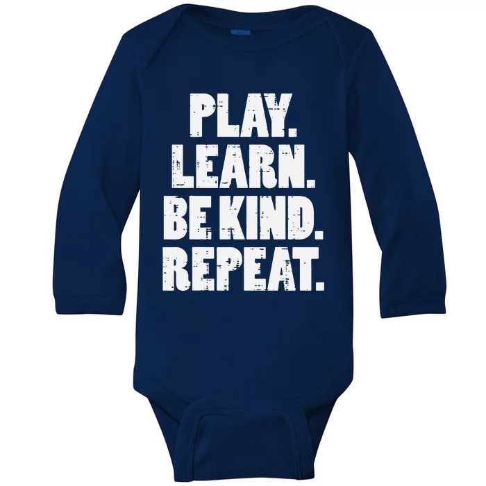 Play Learn Be Kind Repeat Unity Day Orange Anti Bullying Baby Long Sleeve Bodysuit